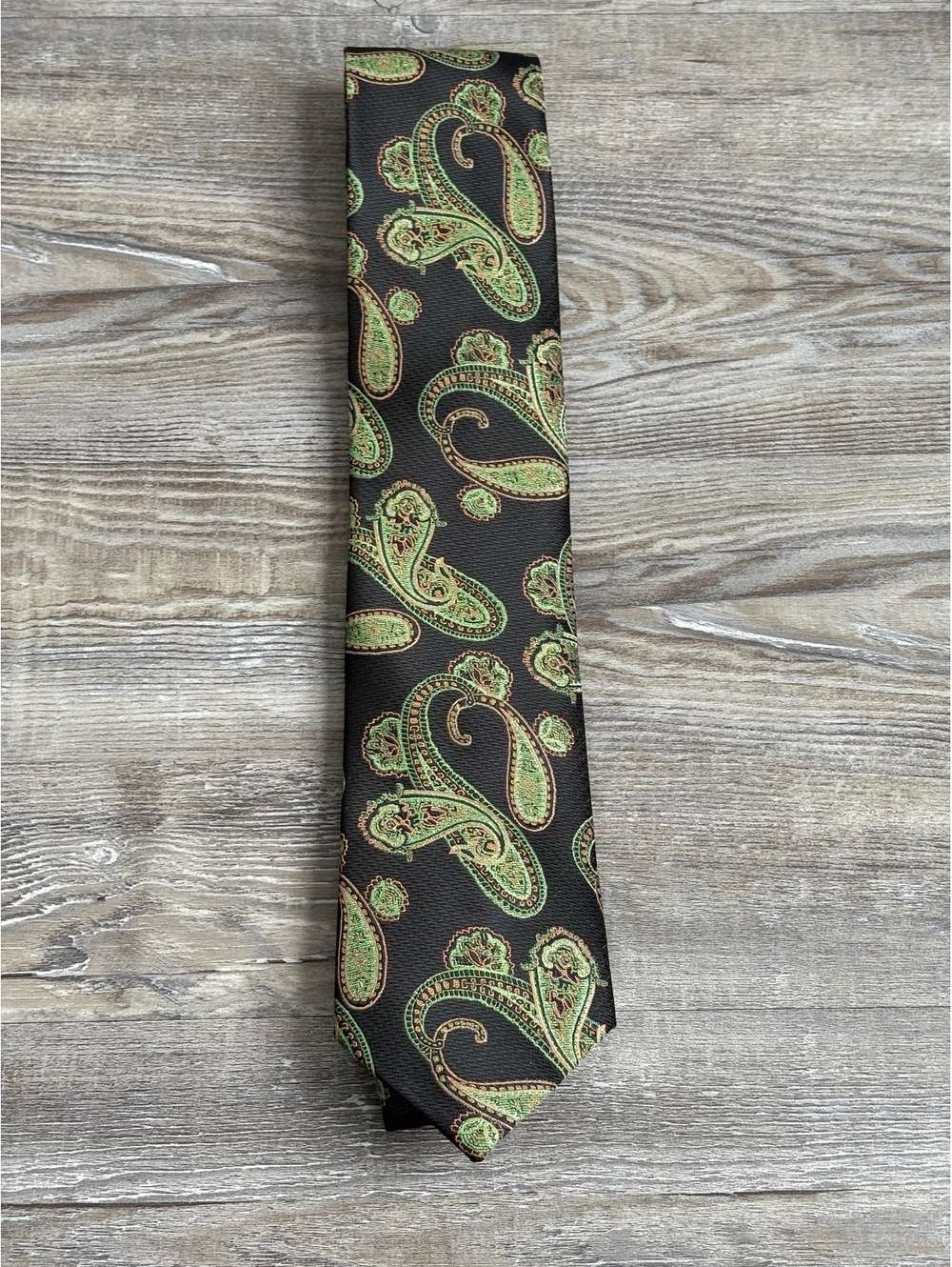 Colours by Alexander Julian Black Tie with Green Paisley Pattern